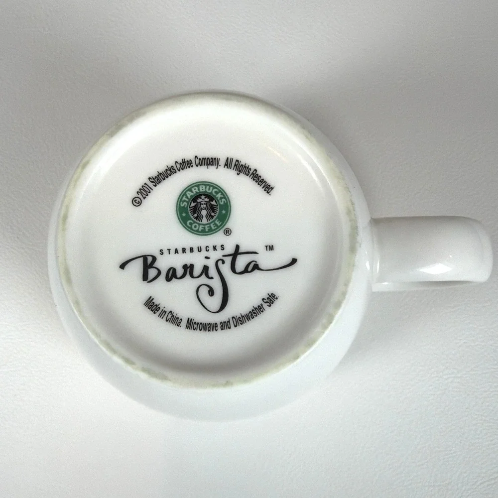 Vintage 2001 Starbucks Barista White Coffee Mug ESTD 1971 Logo